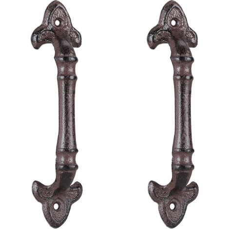 Lot de 2 Poignée de meuble, Fonte de fer, 20 cm, Design vintage, Pour armoire et tiroir, Cuisine