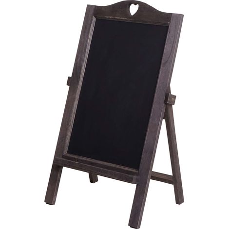 [JAMAIS UTILISÉ] Panneau publicitaire HHG-715, tableau à craies, 66x37x27cm Shabby-Look Vintage, gris-brun