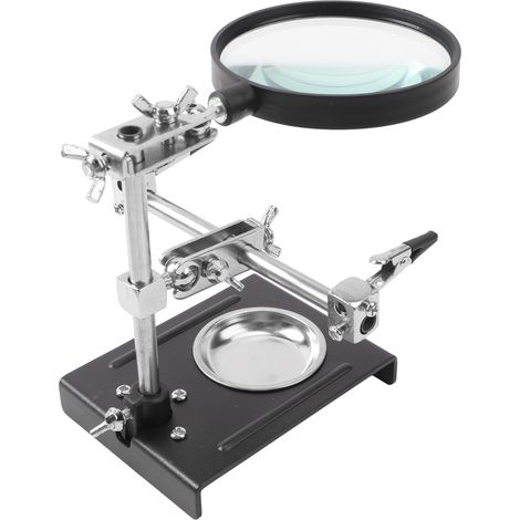 Lötstation mit Vergrößerungsglas und praktischem Ständer für die Reparatur von Leiterplatten in Mobiltelefonen, inklusive zusätzlicher Klemme. (1/5)
