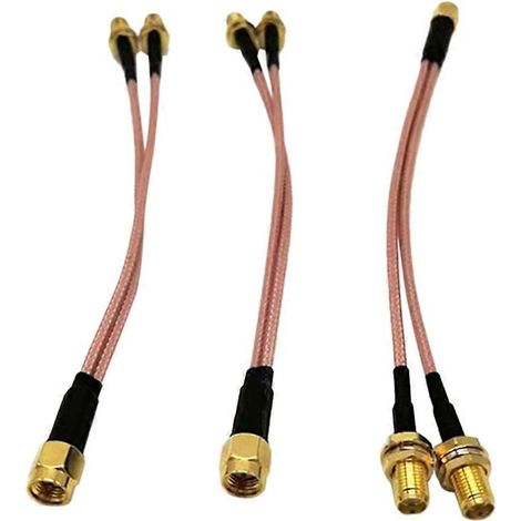 Lot de 3 câbles coaxiaux de connexion radiofréquence avec répartiteur SMA, noir (1/5)