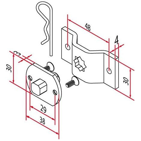 Kit de fixation moteur CHERUBINI A35060551 - Tige carrée 10 mm Acier