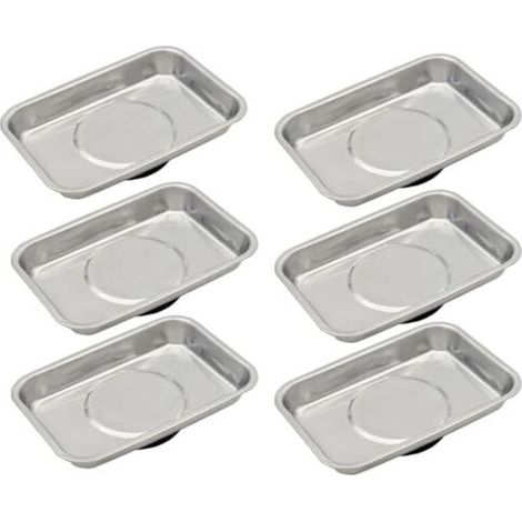 Plateau magnétique 6 pièces 95x65mm, plateau à outils magnétique en acier inoxydable, maintient les vis, les forets et les clous, aimant haute performance, plateau magnétique épaissi (1/4)