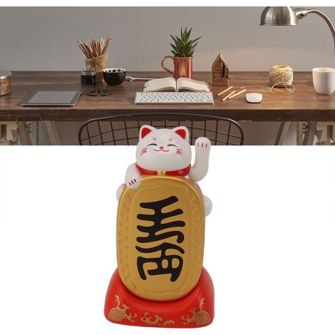 Figura de gato de la suerte, figura colgante ligera, decoración de gato de la suerte para la oficina, blanca, diez millones de dólares (1/5)
