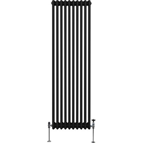 Radiador Tradicional Vertical de 3 columnas 1800mm x 472mm  Negro   Acero  Montado en pared  Kit de fijación y soportes  + Cepillo de limpieza GRATIS  Calefacción estufa calefactor