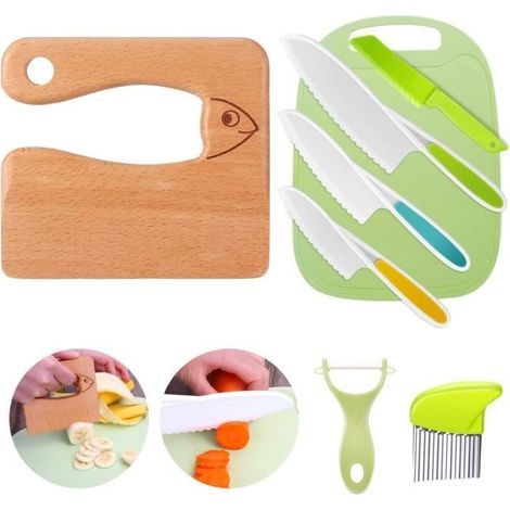 Ensemble de 8 couteaux de cuisine pour enfants pour couper et cuire des fruits ou légumes pour les tout-petits (1/4)