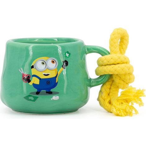 Minions Duftkerze "Bob", Keramiktasse, Brenndauer 40h, Geschenkidee, Keramik, Paraffinwachs, Baumwolle