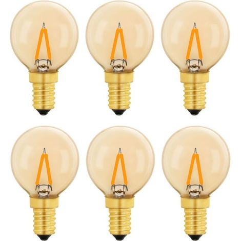 G40 Vintage Mini Ampoule E14 LED 1W, Ambre Edison Ampoule E14 de Remplacement 10W pour Lumières Décoratives, Blanc Chaud 2200K, Non Dimmable, Lot de 6 (1/4)