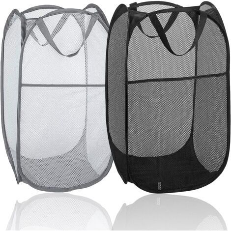2 Pack Collapsible Mesh Laundry Basket with Durable Handles, Great for Home, Kids Room, College, Dorm, Travel (1/5)