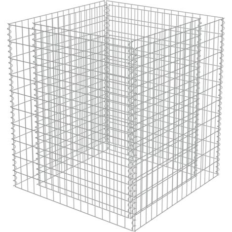 Aiuola rialzata fioriera piante fiori gabbione giardino acciaio zincato 90 x 90 x 100 cm 020001318