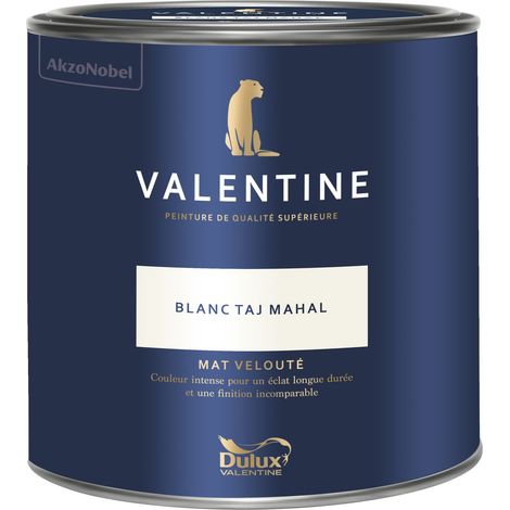 Dulux Valentine Peinture intérieure de haute qualité - Valentine - Couleur intense & pouvoir couvrant élevé - Mat Velouté Blanc Taj Mahal 2 L