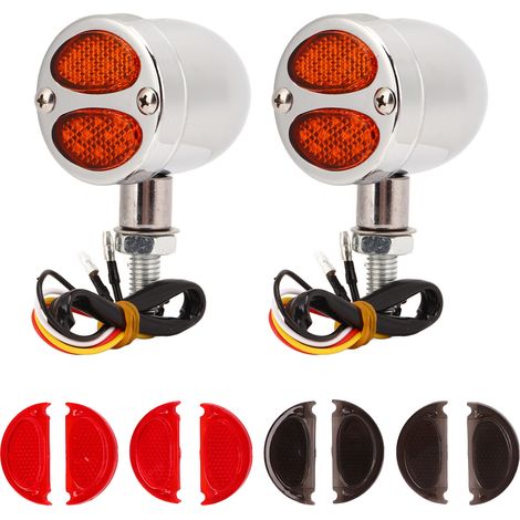 Clignotants Moto LED Universels 12V Paire, Feux Indicateurs Double Couleur, Clignoteurs Motocyclette Électroplaqués (1/5)