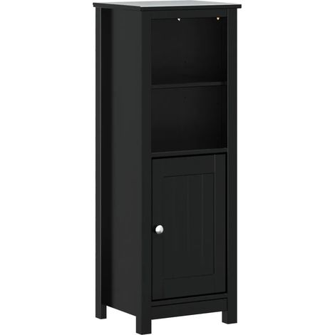 Mobiletto da bagno 40 x 34 x 110 cm design moderno finitura opaca in pino nero 020047338