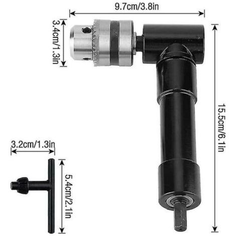 Mandrin de perceuse à angle droit. mandrin à angle droit 90 auto-serrant. arbre électrique de 1 à 10 mm. outil d'extension de perceuse. pour espace de travail dans les coins étroits (1/5)