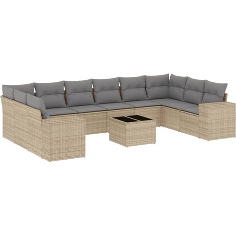 Maison Exclusive - Set de sofás de jardín 11pzas con cojines ratá (1/3)