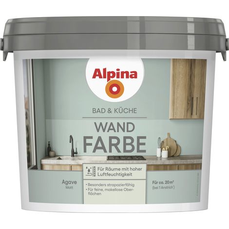 Alpina Wandfarbe für Küche & Badezimmer Agave 2,5 L