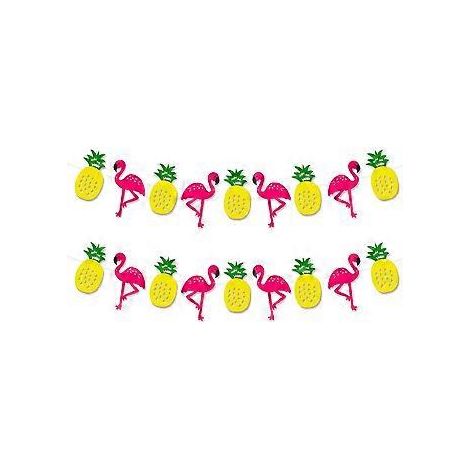 Flamingo-Girlande mit Ananas – 2 Stränge, zum Selbermachen – Flamingo-Banner für Flamingo-Partydekorationen – Flamingo-Geburtstagsdeko, Flamingo-Deko