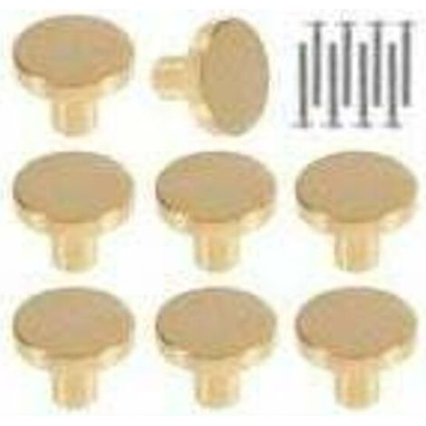 Maniglie rotonde in ottone massiccio, stile vintage, con viti per ante di armadi e cassetti, 20 x 25 mm (8 pezzi) (1/3)