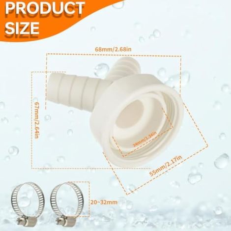 Adaptateur de vidange pour lave-vaisselle et machine à laver, Adaptateur en Y pour tuyau avec bec d'entrée de 19 à 24 mm et sortie DN 40, Set Inclut 2 Pièces Collier de Serrage (1/4)