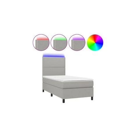Sommier à lattes de lit avec matelas et LED Gris clair 90x190 (1/5)