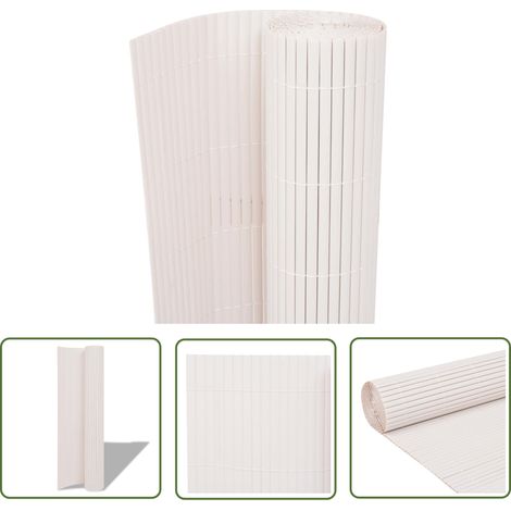 The Living Store Clôture de jardin Double face 90 x 300 cm Blanc - Clôture De Jardin - Clôture Pvc - Clôture Blanche - Clôture Résistante Aux Intempéries - Clôture Modulaire (1/5)
