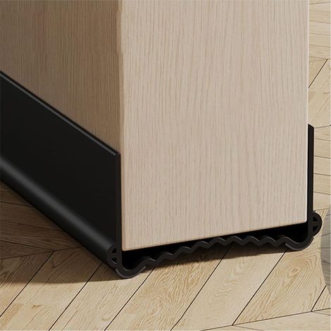 100cm Bas de Porte Isolant, Boudin de Porte Anti Froid, Joint de Porte Anti Bruit, Phonique Thermique Bande d'Étanchéité Protège des Courants d'air et des Insectes (Noir, Largeur 5,5-8 cm) (1/5)