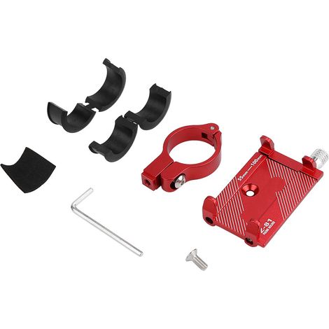 Support de Téléphone pour Vélo en Alliage d'Aluminium Réglable, Porte-Smartphone pour Guidon de Bicyclette Rouge (1/5)