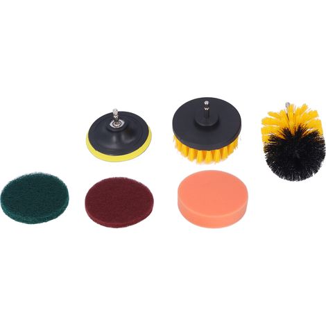 Lot de 6 brosses pour perceuse nettoyeur rotatif raccord hex 1/4po PP accessoire lavage voiture maison (1/5)