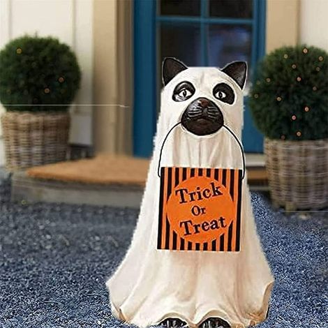 Halloween-Geister-Süßigkeitenhalter für Hunde, Leckerli-Spender für Hunde, Halloween-Süßigkeitenglas für draußen, große Kürbis-Süßigkeitenschale - für Hunde (1/5)