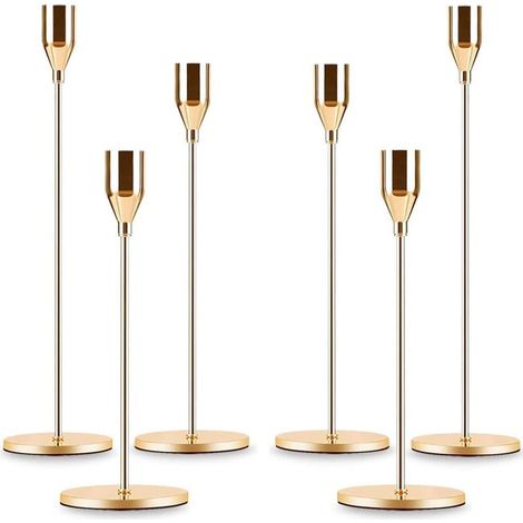 Bougeoir Doré Coniques 6 pcs Chandelier de Mariage Chandeliers Coniques pour la Maison pour Les Fêtes,Mariages,Dners (1/5)