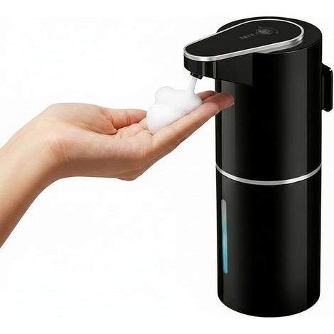 Distributeur automatique de savon mousse, sans contact, rechargeable par USB-C (1200 mAh), 3 niveaux de mousse, fonction autonettoyante, fixation murale ou sur plan de travail, 350 ml, idéal pour la c (1/5)