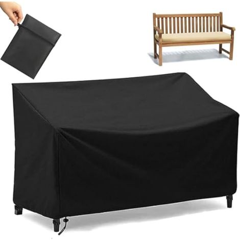 Housse de banc d'extérieur imperméable 2 places, pour banc de terrasse, mobilier de jardin, chaise de jardin, 2 places, en métal et bois dur, 133,2 x 66 x 89,9 cm (L x l x H) (1/5)
