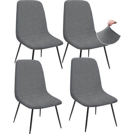 Housses de chaise de salle à manger en jacquard épaisses et élastiques, lot de 4, gris (1/5)
