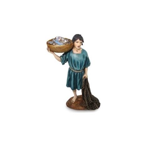 PESCATORE CON RETE PER PRESEPE DA 12 CM