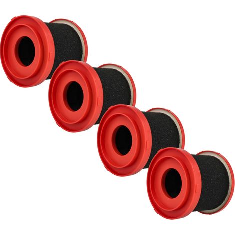 vhbw 4x Wet Filter compatible with Milwaukee M12FVCL, M18FPOVCL, M18VC2, 0970-20 - M18 Vacuum Cleaner - Foam Red Black