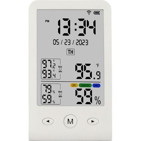 Thermomètre Hygromètre WiFi avec Affichage LCD Date Heure ℃ ℉ Réponse Rapide Capteur de Température et Humidité (1/5)