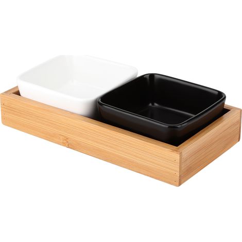 Plateau à Fruits Secs Multifonctionnel Écologique avec Grilles Séparées pour Snacks, Bonbons ou Sauces - 2 Grilles (Blanc et Noir) (1/5)