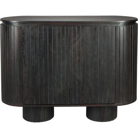 Buffet 2 portes 110 cm en bois de manguier marron foncé (1/5)