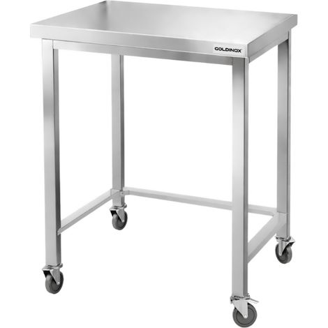 Table de travail en inox Bar 800x600 mm avec renfort sur roulettes PREMIUM - GOLDINOX (1/4)