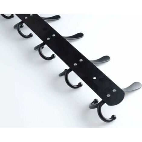 Appendiabiti da parete in acciaio inox, appendiabiti con ganci resistenti, portasciugamani (6 ganci, nero) (1/4)