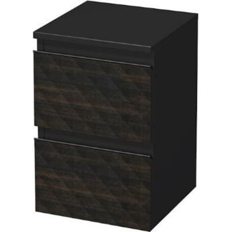 Cube Way 32,5x51x33 cm Wandschrank Badezimmer, 2 Schubladen, 3D-Pyramidendekor, Mattbraun (CUBE3DN322ZHP)