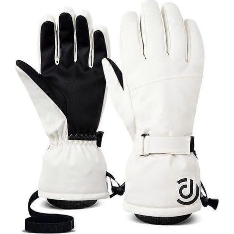 Gants de ski unisexes chauds pour l'hiver, compatibles avec les écrans tactiles, compatibles avec les écrans tactiles, compatibles avec les gants d'extérieur à cinq doigts en coton - blanc (1/5)