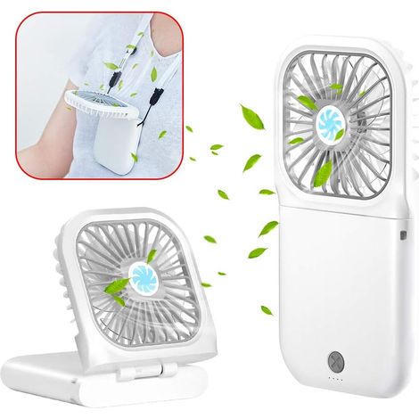 Ventilateur Portable - Ventilateur Main 3 Vitesses - Batterie Rechargeable 3000 mAh - Usage Main Libre Neck Fan Bureau Extérieur Voyage - 1 Pièce (1/5)