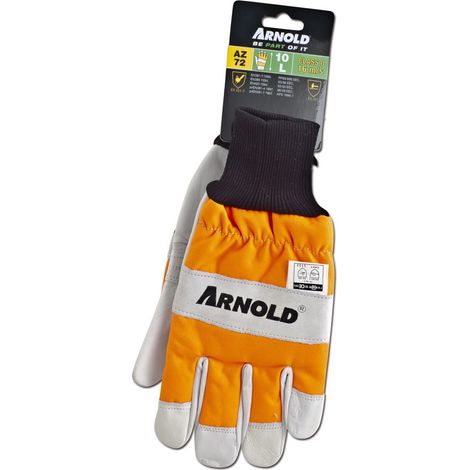 ARNOLD Gants de protection anti-coupures en cuir CS-1 pour tronçonneuse - Taille 10 (1/3)