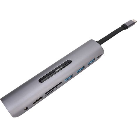 Station d'accueil convertisseur hub USB femelle USB 9 en 1 avec interface TypeC vers HDMI, VGA et USB pour Macbook (THV901)