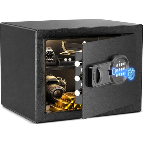 Coffre-fort pour meubles 25 l avec serrure à combinaison et empreintes digitales, résistant au feu, étanche, avec porte-monnaie ignifuge, coffre-fort de sécurité pour la maison, le bureau (1/5)