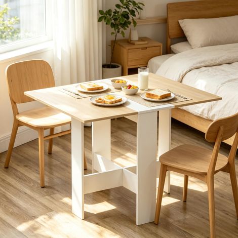 Table à manger pliante, table basse pliante, table d'appoint design bicolore (uniquement avec table à manger (1/5)