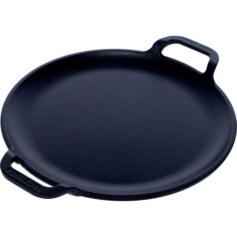 Victoria 31800 Plancha Cocina para Pizza Hierro Fundido Curado Inducción, Sartén 25cm, Fuego, Barbacoa, Horno  Negro