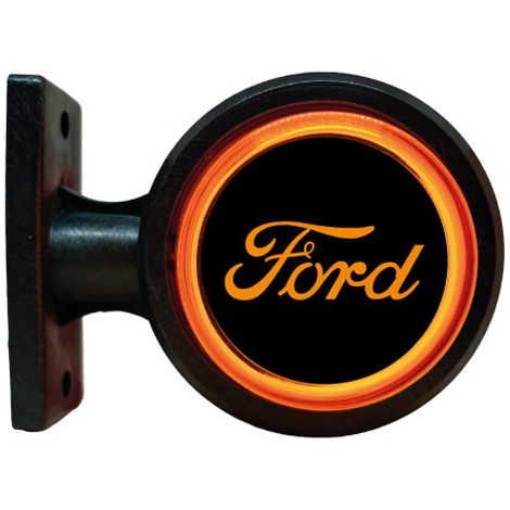1 pièce LED — feu de gabarit latéral (en cornet) 12-24 V, orange-rouge, style old-school, effet néon, avec logo FD