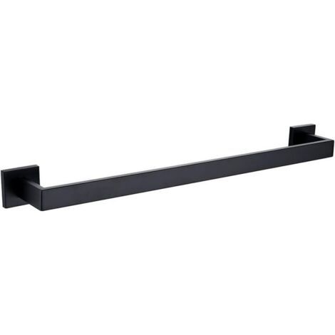 Porte-serviettes simple noir de 60 cm, porte-serviettes de salle de bain en acier inoxydable robuste, porte-serviettes de cuisine, montage mural avec vis, porte-serviettes avec porte-serviettes
