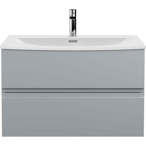 Hudson Reed Urban Wall Hung 2-Drawer Vanity Unit with Basin 4 Satin Grey - 800mm Wide (1/5)